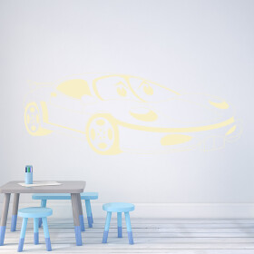 Veselá Stena Samolepka Detské autíčko Porsche Farba: béžová, Veľkosť: 100 x 44 cm