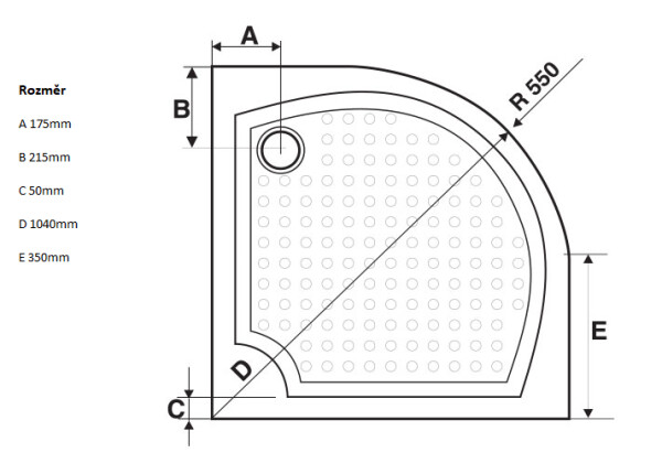 GELCO - VIVA90 sprchová vanička z liateho mramoru, štvrťkruh, 90x90cm, R550 GV559