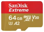 SanDisk Extreme microSDXC 64GB / Pamäťová karta / UHS-I U3 V30 A2 / čítanie: 170 MB/s / zápis: 80 MB/s / vhodné pre 4K (SDSQXAH-064G-GN6MN)