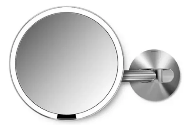 Simplehuman Kozmetické zrkadlo na stenu matný nerez / Sensor / LED osvetlenie / 5x / sieťové (ST3003)