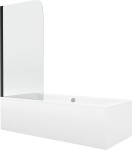 MEXEN/S - Cube obdĺžniková vaňa 180 x 80 cm s panelom + vaňová zástena 70, transparent, čierna 550518080X9007017000