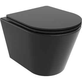 MEXEN/S - Rico Závesná WC misa Rimless Tornado vrátane sedátka s slow slim, duroplast, čierna mat 30721085T