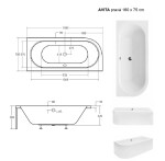 BESCO - Asymetrická vaňa AVITA - Nožičky k vani - Bez nožičiek, Rozmer vane - 160 × 75 cm, Spôsob prevedenia - Pravé VANAVIT160P