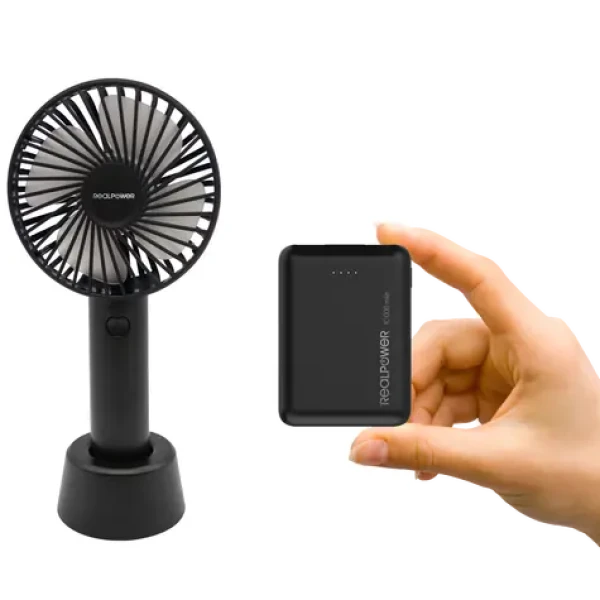 RealPower Mobile Bundle Ventilátor + PB-10000mini HD/Sada/Ventilátor 1200 mAh/Powerbanka 10000 mAh (375356)