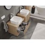 MEXEN/S - Rivel kúpeľňová skrinka pod umývadlo 60 cm s doskou, 2 zásuvky, reliéf, dub 91A20-06047-2-BFFC81