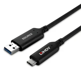 Lindy USB-A - USB-C 25 m čierna / Kábel / USB 3.2 Gen 1 / 5 Gbit/s (43396)