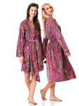 Dámsky župan LGD 782 B23 Grey-pink-red - Kľúč XL šedo-růžová