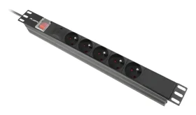 Lanberg PDU čierna / Zásuvková lišta do racku / 19" 1U / 5x zásuvka / IEC C14 / 10 A (PDU-05E-0200-IEC-BK)