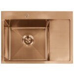 REA/S - Oceľový drez Fín BRUSH COPPER s kuchynskou batériou KPL-06018