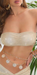 Sexy Koucla Glitter Bandeau Crop Top KYLIE Look BEIGE M