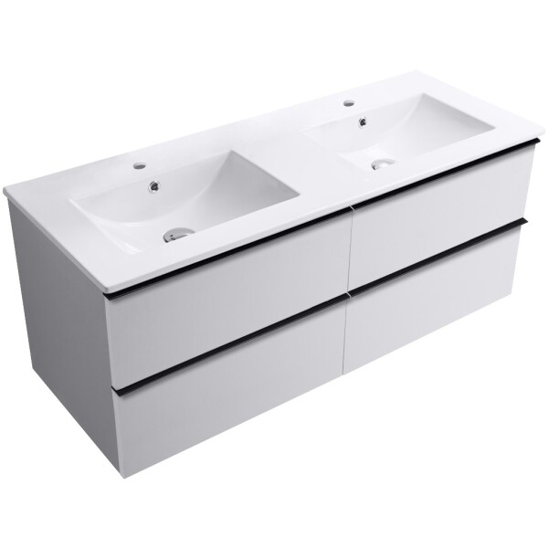 CERANO - Kúpeľňová skrinka Velora - biela matná, úchytka čierna + keramické umývadlo Todo - 121x55x46,5 CER-664849