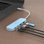 J5Create Eco-Friendly USB-C Hub 4v1 azúrová / USB hub / 4 porty / USB 3.2 Gen 1 / recyklovaný plast (JCH342EC-N)