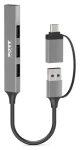 PORT CONNECT 900160 strieborná / USB hub / 1x USB 3.0 / 3x USB 2.0 / USB-A/USB-C konektor (900160)