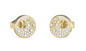 Guess Pozlátené náušnice so zirkónmi Blooming Summer JUBE05225JWYGT/U