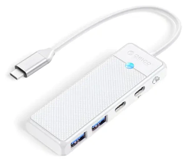 Orico PAPW2AC-C3 biela / USB hub / 2x USB-A 3.0 / 1x USB-C 3.0 / PD 100W / kábel 0,15 m