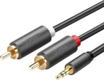 Ugreen Kábel Jack 3,5 mm - 2x RCA (Cinch) čierna / Audio kábel / Jack 3,5 mm - 2x RCA / 1 m (UGR650BLK)