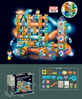 Mamido Mamido Magnetická svítící stavebnice kuličková dráha 252 dílů XXL