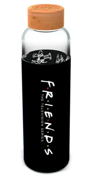 STOR Fľaša na pitie Priatelia / Sklo, silikónový návlek / 585 ml (ST00655EPM)