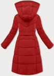 Tmavo červená dámska zimná bunda s opaskom LHD (LHD-24575) odstíny červené XL (42)