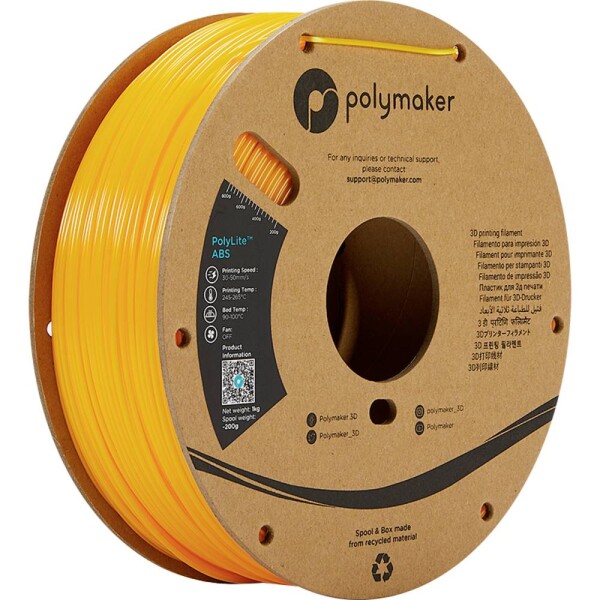 Polymaker PE01006 PolyLite vlákno pre 3D tlačiarne ABS plast Bez zápachu 1.75 mm 1000 g žltá 1 ks; PE01006