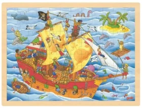 GOKI Drevené puzzle Piráti