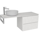 CERANO - Kúpeľňová skrinka Carole - biela matná ryhovaná + doska pod umývadlo z lit. mramoru Elanys - 12 mm + konzola chróm - 160x46x49,2 CER-461933