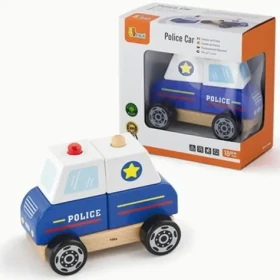 VIGA Drevená skladačka Policajné auto
