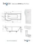 BESCO - Asymetrická vaňa INSPIRO vrátane vaňové zásteny - Farba rámu zásteny - Hliník leštený, Nožičky k vani - S nožičkami, Rozmer vane - 170 × 70 cm, Výplň - Číre bezpečnostné sklo - 5 mm, Spôsob prevedenia - Ľavé VANINSPIR170L + OLVPINOZ