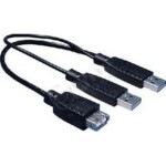 PremiumCord USB 2.0 napájací Y kábel A/M - A/M + A/F 0.5m + 0.4m (8592220004019)