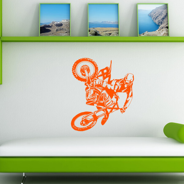 Veselá Stena Samolepka Motokros Farba: oranžová, Veľkosť: 60 x 75 cm
