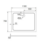 H K - THOR Sprchová vanička z liateho mramoru, obdĺžnik, 110x70x3 cm SE-THOR-11070