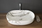 SAPHO - CALEO keramické umývadlo na dosku 60x42cm, bianco carrara CA590BC