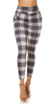 Sexy high-waist trousers with checked pattern pink S/M