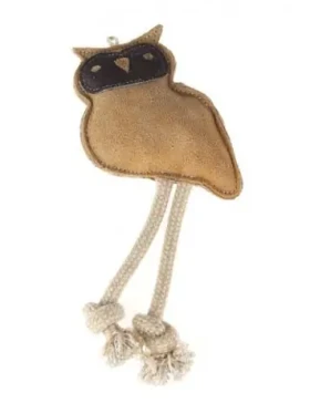 AnimALL Hračka Sova koža s povrazmi natural 28 cm (110293)