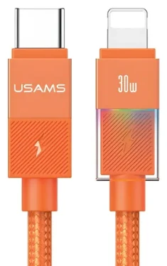 USAMS U93 oranžová / Dátový kábel / USB-C - Lightning / 30W PD / 1,2m (SJ776USB02)
