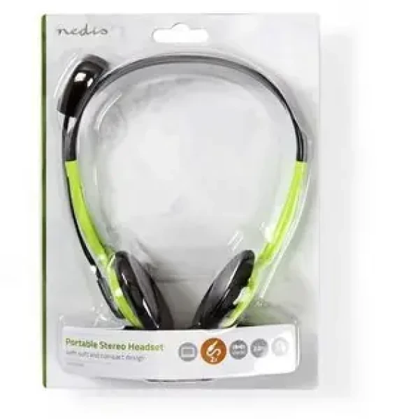 Nedis PC slúchadlá zelená (CHST100GN) / Slúchadlá / Stereo / Na uši / 2x jack 3,5 mm / Skladací mikrofón (CHST100GN)