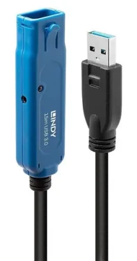 Lindy 43229 čierna / Aktívny predlžovací kábel USB 3.0 / 15 m / 5 Gbit/s (43229)