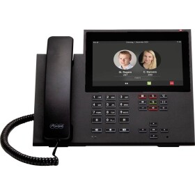 Auerswald COMfortel D-600 šnúrový telefón, VoIP handsfree, konektor na slúchadlá, optická signalizácia hovoru, dotykový displej, Wi-Fi farebný displej čierna; 90263