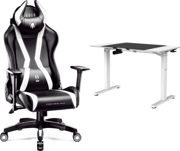 Diablo Chairs X-Horn 2.0 czarno-biały + EGON 1100 Białe 110 cmx60 cm