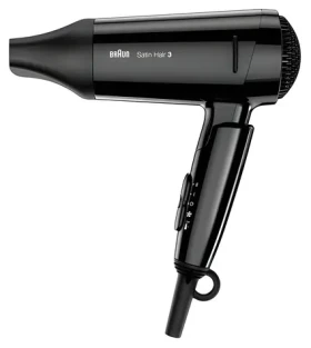 Braun Satin Hair 3 StyleGo HD350 čierna / Fén na vlasy / 1600 W / Ionizácia / sklopná rukoväť / 2 teploty / koncentrátor (3030050182354)