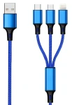2GO 3in1 čierna, modrá / Nabíjací kábel / USB-A na USB-C, Micro-USB, Lightning / 1,5 m / 3 A (797151)