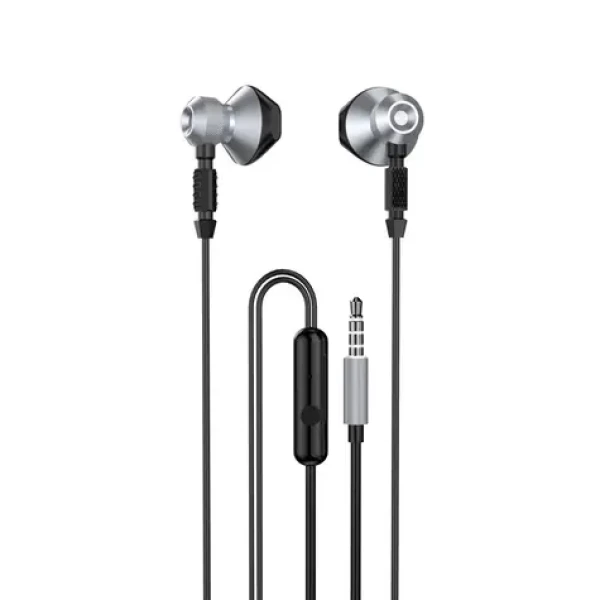 Dudao X2C Metal drôtové slúchadlá do uší šedá / s mikrofónom / 3.5 mm jack (71790)
