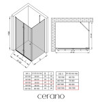 CERANO - Sprchovací kút Volpe L/P - 6 mm - čierna matná, transparentné sklo - 80x100x190 - zalamovacia CER-427324