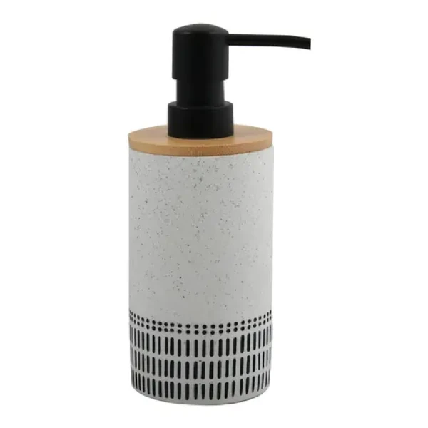 Spirella YUMA Dávkovač mydla bielo-čierny / Polyresin / Bambus / 310 ml