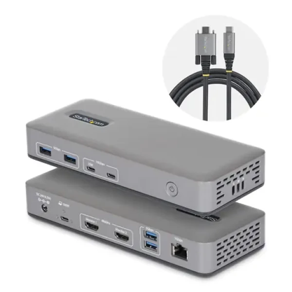 StarTech USB-C Dual HDMI Docking Station / Dokovacia stanica / 2x HDMI / PD 100W / 4X USB 3.2 / 2x USB-C / RJ-45 (196UE-USBC-DOCK)