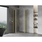 MEXEN/S - Mist L sprchový kút štvrťkruh, krídlové 80 x 80, transparent, zlato kartáčovaná 8A32L-080-080-55-00