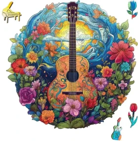 EscapeWelt Drevené puzzle Gitara