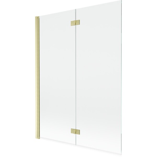 MEXEN - MIST vaňová zástena 130x150 cm 6mm 2-s, zlatá kartáčovaná, číra, ľavá 8A9-130-002-55-00-L