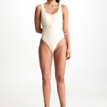 Dámske jednodielne plavky Monogram Rib KW0KW02151-PGA - Calvin Klein L
