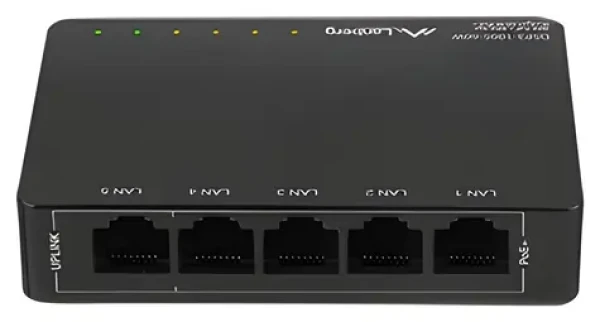 Lanberg DSP3-1005-60W čierna / Switch / 5x GbE / 4X PoE + 802.3at / 60W (DSP3-1005-60W)